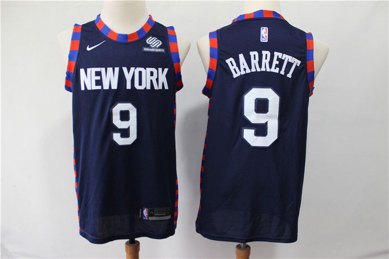 Men New York Knicks #9 Barrett Blue City Edition Nike NBA Jerseys->los angeles clippers->NBA Jersey